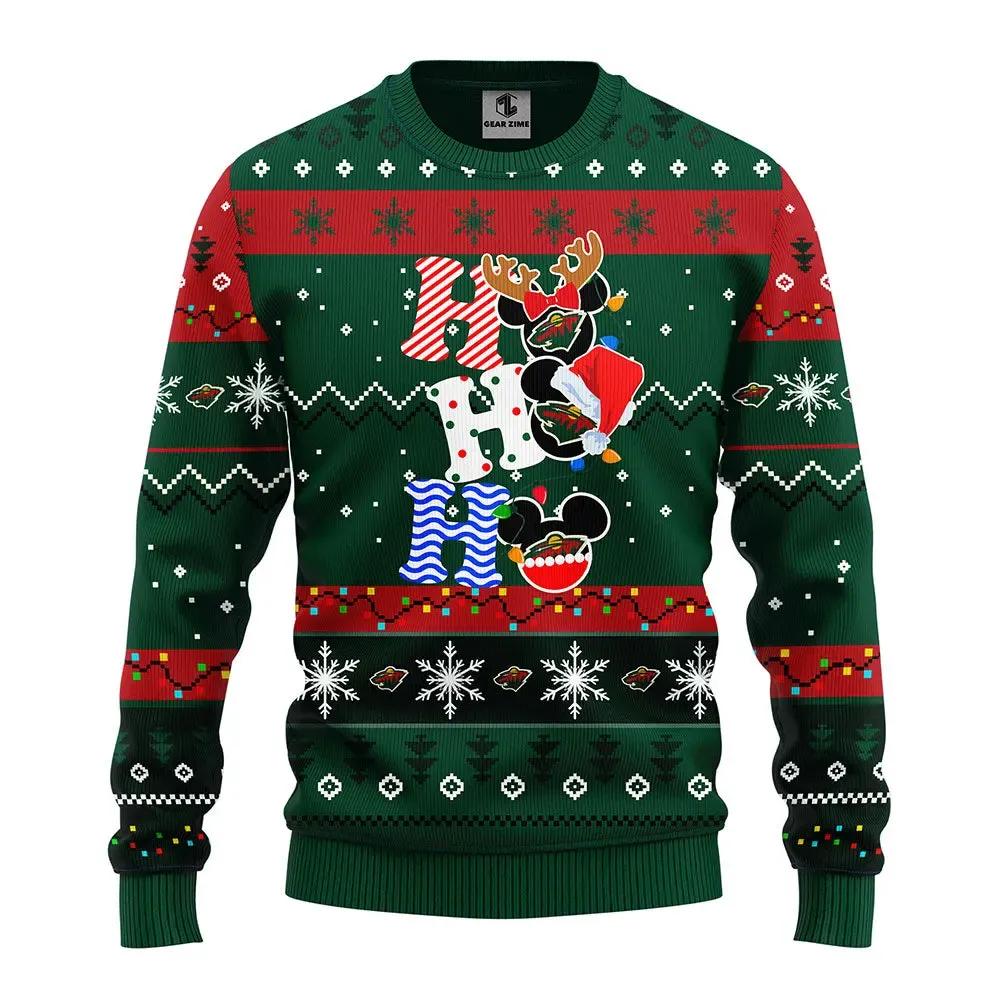 Minnesota Wild Hohoho Ugly Christmas Sweater, NHL Christmas Sweater Moonbestprint