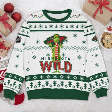 Minnesota Wild NHL Grinch Ugly Christmas Sweater, NHL Christmas Sweater Moonbestprint