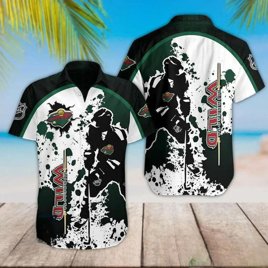 Minnesota Wild NHL Splash 3D Hawaiian Shirt, NHL Hawaiian Shirt Moonbestprint