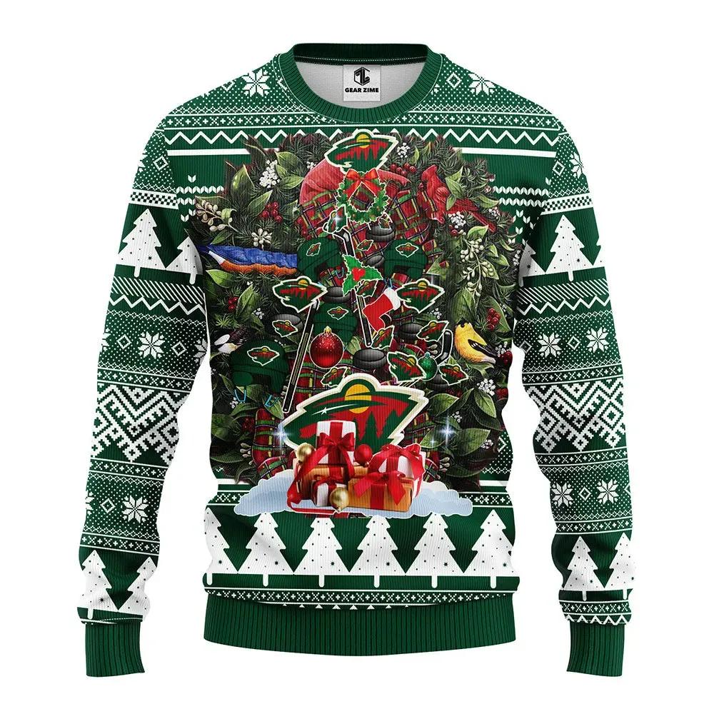 Minnesota Wild Tree Christmas Ugly Sweater, NHL Christmas Sweater Moonbestprint