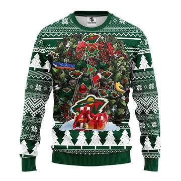 Minnesota Wild Tree Christmas Ugly Sweater, NHL Christmas Sweater Moonbestprint