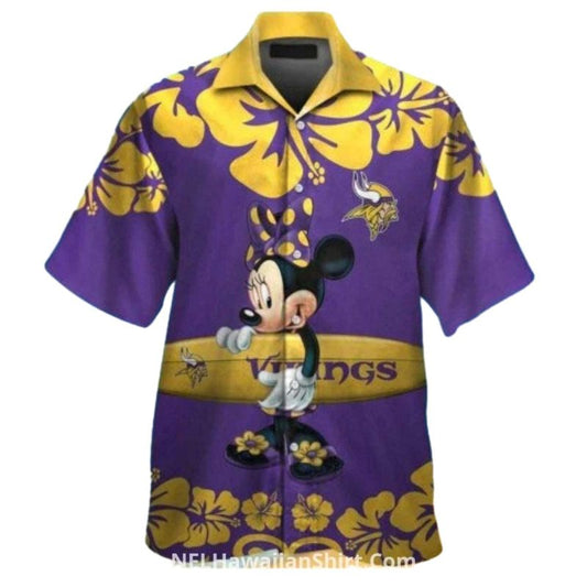 Minnie Mouse Floral Minnesota Vikings Hawaiian Shirt - Moonbestprint