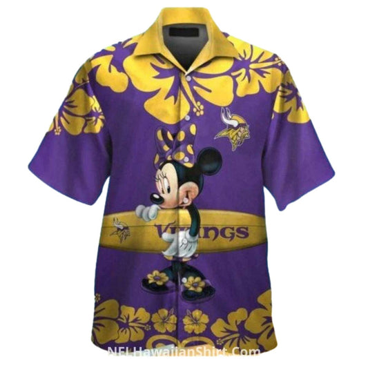 Minnie Mouse Floral Minnesota Vikings Hawaiian Shirt - Moonbestprint