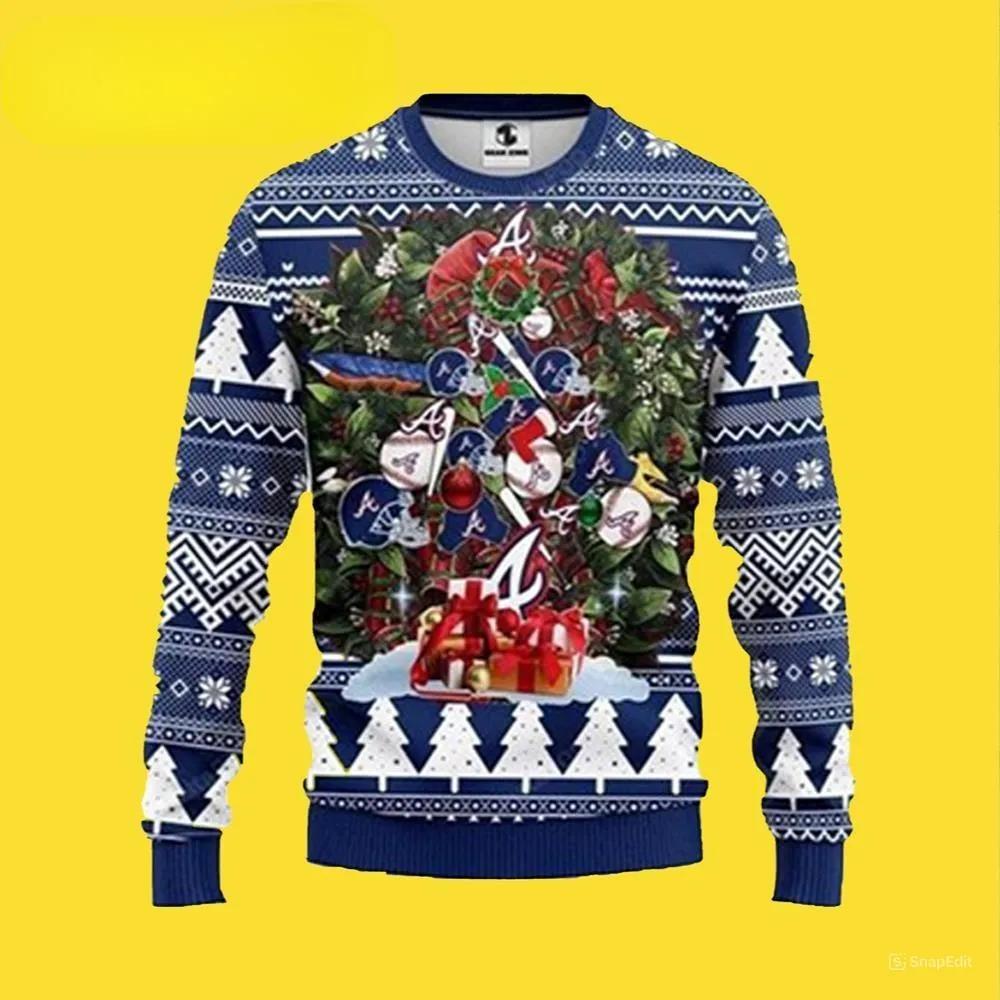Mlb Atlanta Braves Christmas Tree Ugly Christmas Sweater, MLB Christmas Sweater Moonbestprint