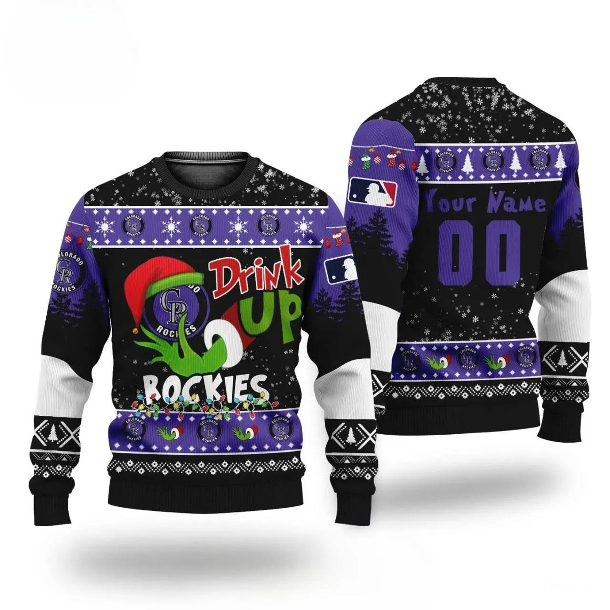 Mlb Grinch Drink Up Colorado Rockies Custom Ugly Christmas Sweater, MLB Christmas Sweater Moonbestprint