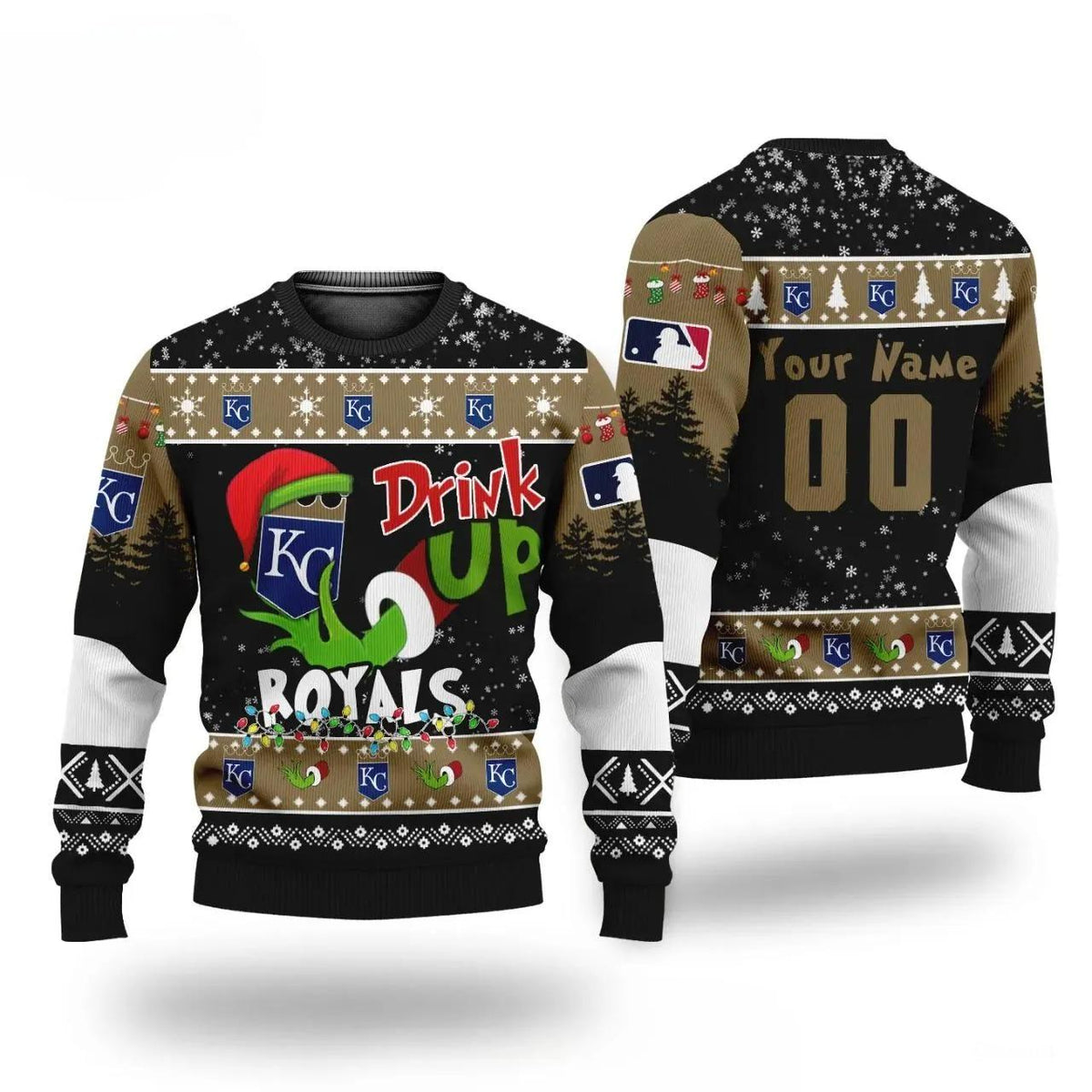 Mlb Grinch Drink Up Kansas City Royals Custom Ugly Christmas Sweater, MLB Christmas Sweater Moonbestprint