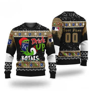 Mlb Grinch Drink Up Kansas City Royals Custom Ugly Christmas Sweater, MLB Christmas Sweater Moonbestprint