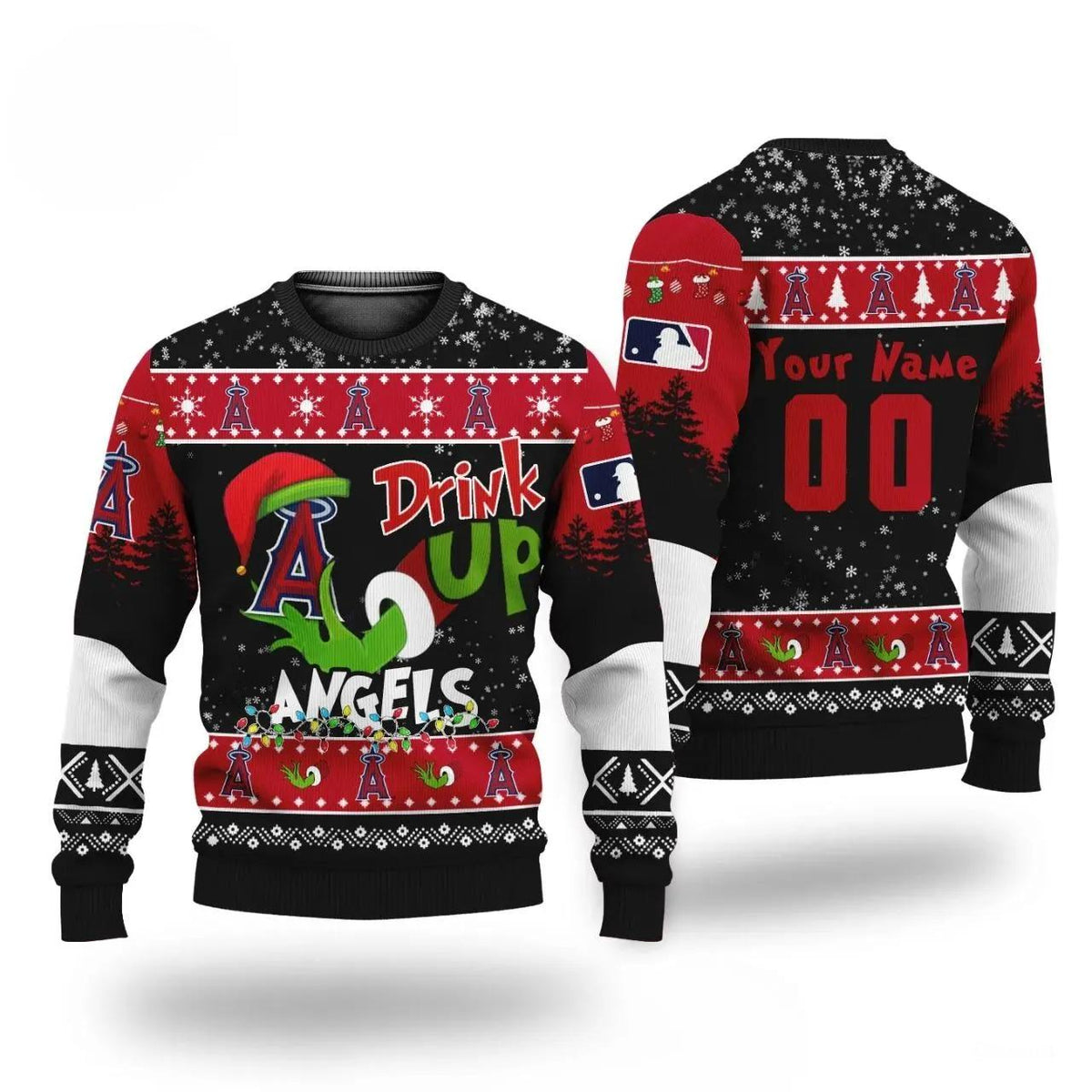 Mlb Grinch Drink Up Los Angeles Angels Custom Ugly Christmas Sweater, MLB Christmas Sweater Moonbestprint