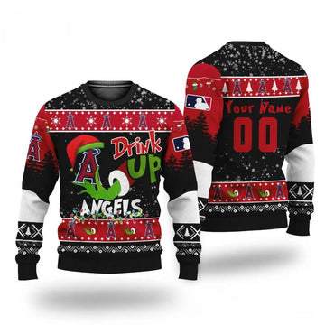Mlb Grinch Drink Up Los Angeles Angels Custom Ugly Christmas Sweater, MLB Christmas Sweater Moonbestprint