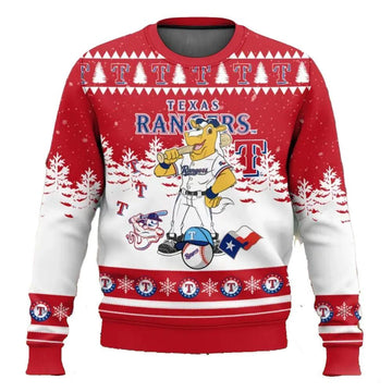 Mlb Texas Rangers Captain Mascot Ugly Christmas Sweater, MLB Christmas Sweater Moonbestprint
