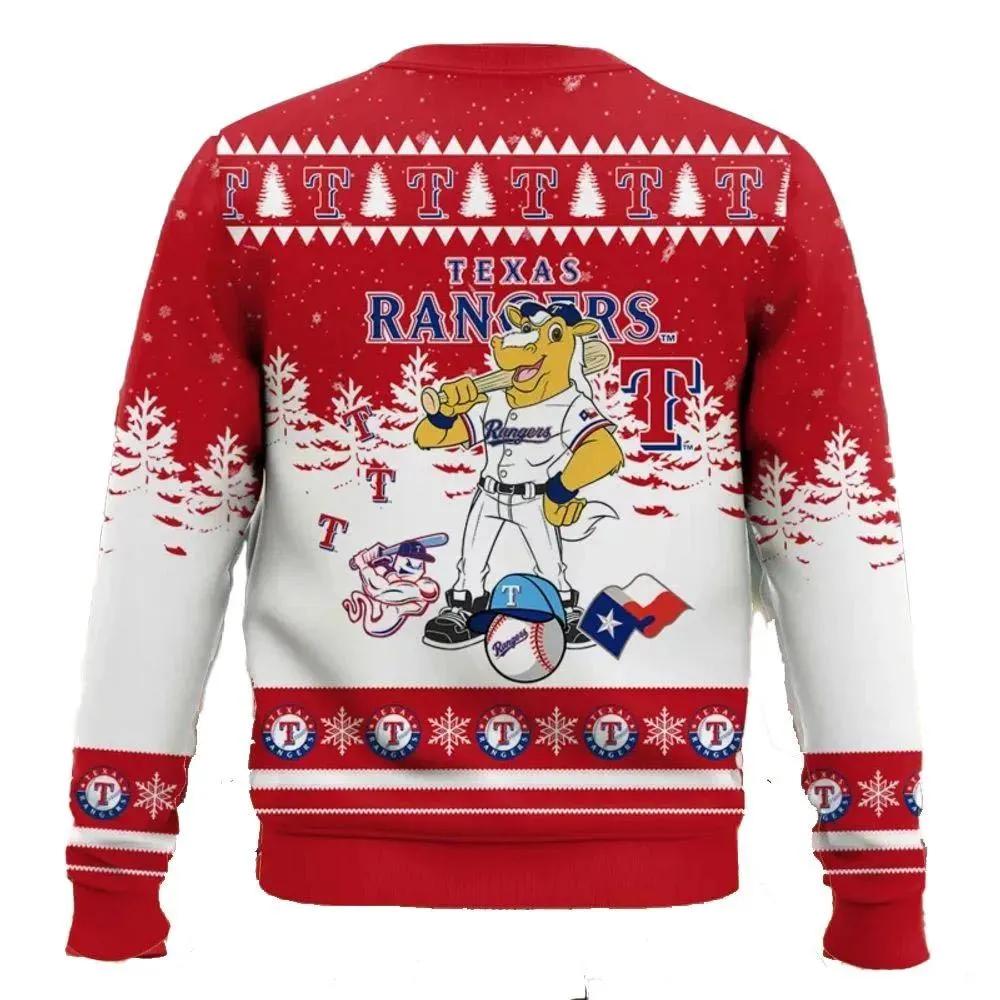 Mlb Texas Rangers Captain Mascot Ugly Christmas Sweater, MLB Christmas Sweater Moonbestprint