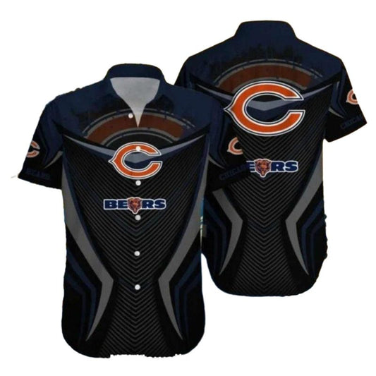 Modern Black And Blue Chicago Bears Hawaiian Shirt For Game Day - Moonbestprint