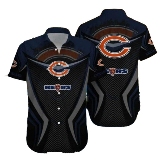 Modern Black And Blue Chicago Bears Hawaiian Shirt For Game Day - Moonbestprint
