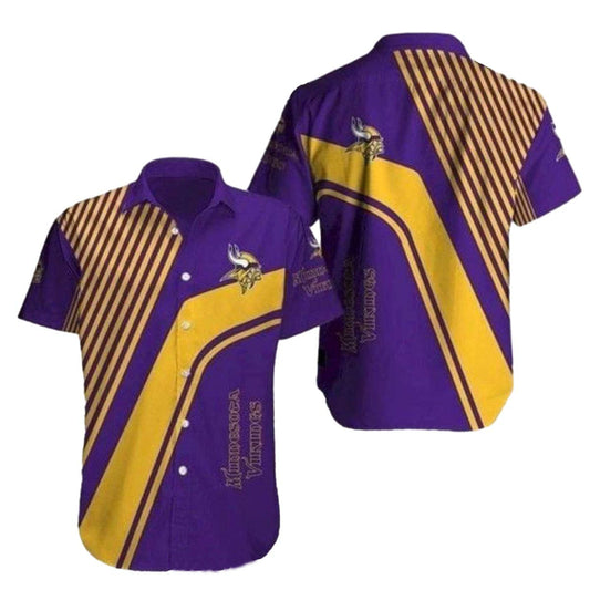 Modern Striped Purple Gold Minnesota Vikings Hawaiian Shirt - Moonbestprint