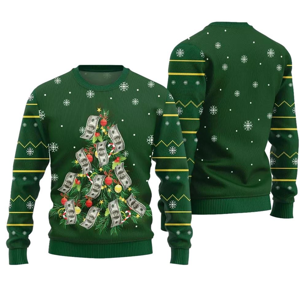 Money Christmas Tree Ugly Christmas Sweater - Moonbestprint