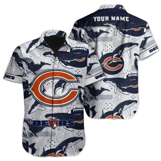 Monochrome Majesty Chicago Bears Hawaiian Shirt Sleek Animal Style - Moonbestprint