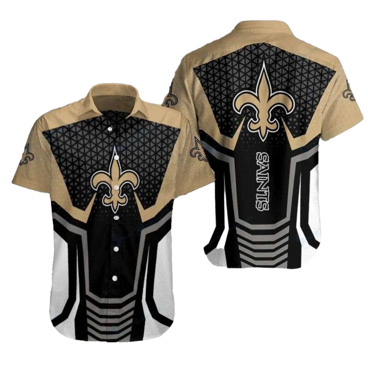 Monochrome Majesty New Orleans Saints Tropical Hawaiian Shirt - Moonbestprint