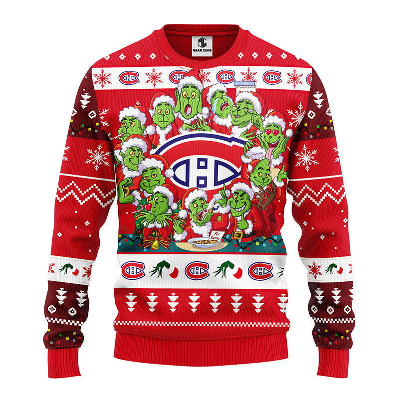 Montreal Canadians 12 Grinch Xmas Day Ugly Christmas Sweater Moonbestprint