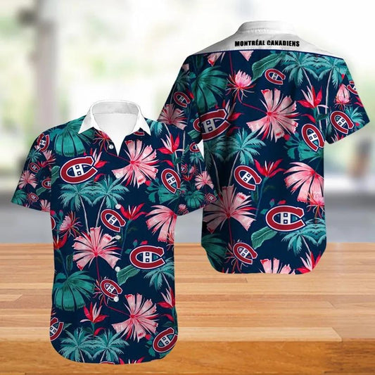 Montreal Canadiens Hawaiian Shirt Big Floral Button Up, NHL Hawaiian Shirt Moonbestprint