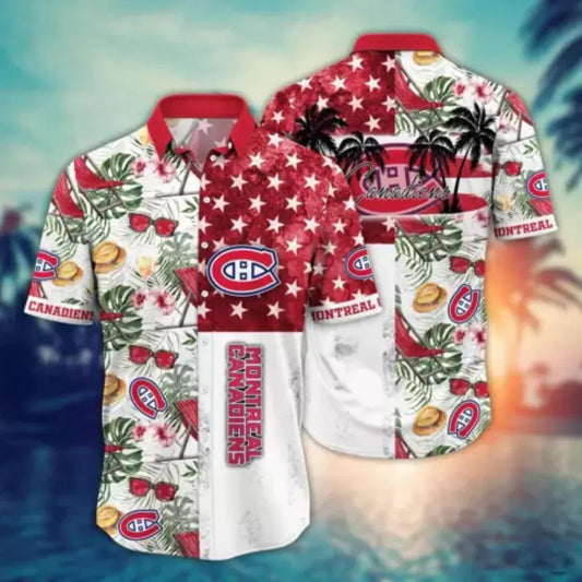 Montreal Canadiens Tropical Flower Hawaiian Shirt, NHL Hawaiian Shirt Moonbestprint