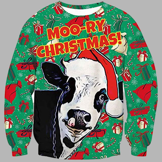 Moo-ry Christmas Ugly Sweater - Moonbestprint