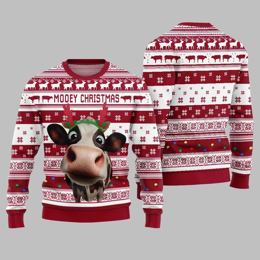 Mooey Christmas Cow Ugly Sweater Christmas 2026 - Moonbestprint