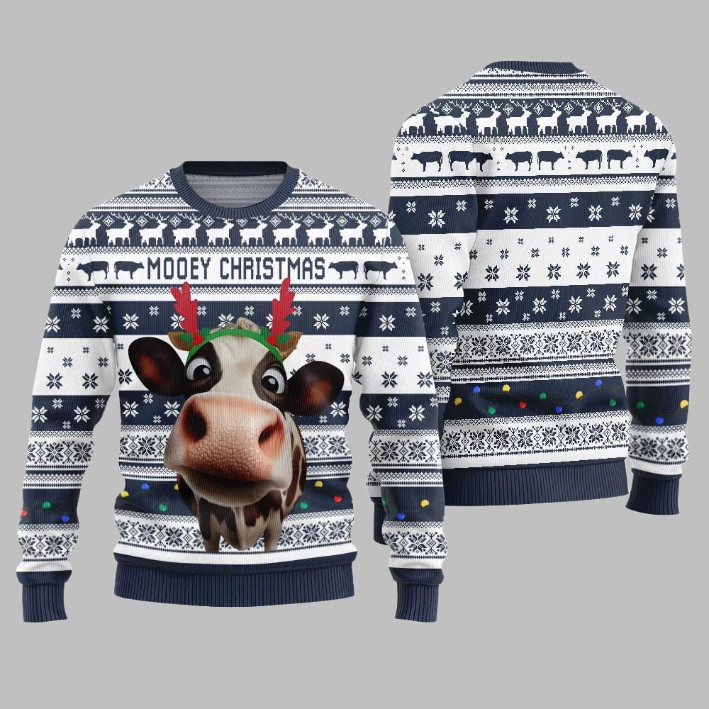 Mooey Christmas Cow Ugly Sweater Christmas 2026 - Moonbestprint