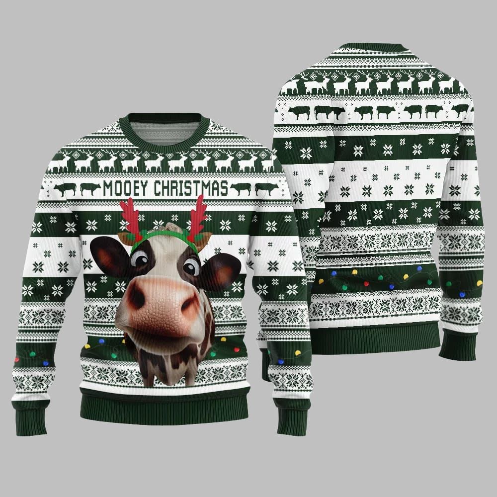 Mooey Christmas Cow Ugly Sweater Christmas 2026 - Moonbestprint