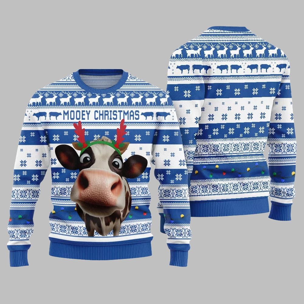 Mooey Christmas Cow Ugly Sweater Christmas 2026 - Moonbestprint