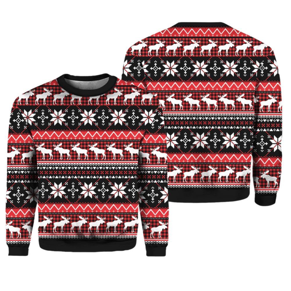 Moose Christmas Party Ugly Christmas Sweater - Moonbestprint