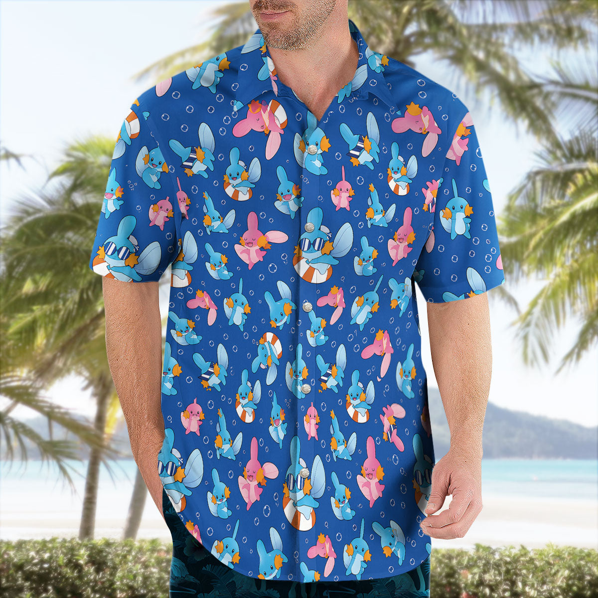 Mudkip and Wooper Summer Splash Pokemon Hawaiian Shirt – Moonbestprint