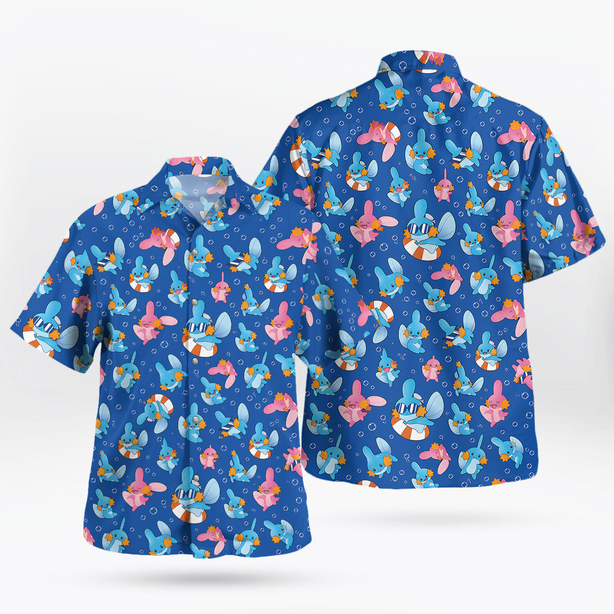 Mudkip and Wooper Summer Splash Pokemon Hawaiian Shirt – Moonbestprint