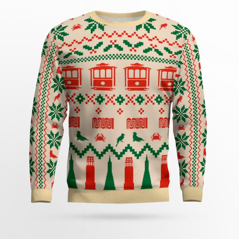 Muni Icons of San Francisco Holiday Christmas Ugly Sweater – Moonbestprint