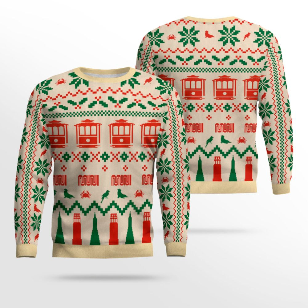 Muni Icons of San Francisco Holiday Christmas Ugly Sweater – Moonbestprint