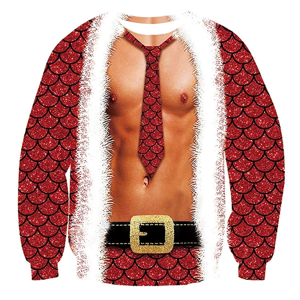 Muscle Mermaid Tie Print Ugly Christmas Sweatshirt - Moonbestprint