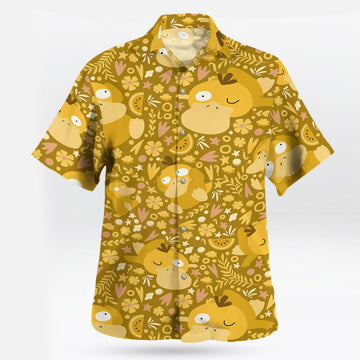 Mustard Yellow Psyduck Floral Pokémon Hawaiian Shirt – Moonbestprint
