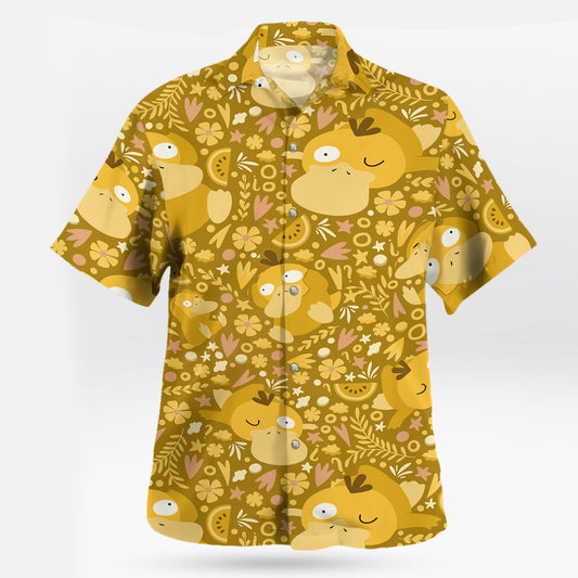 Mustard Yellow Psyduck Floral Pokémon Hawaiian Shirt – Moonbestprint