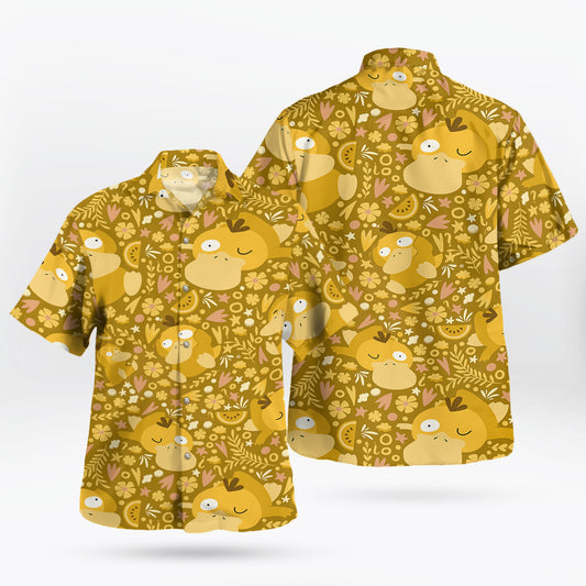 Mustard Yellow Psyduck Floral Pokémon Hawaiian Shirt – Moonbestprint