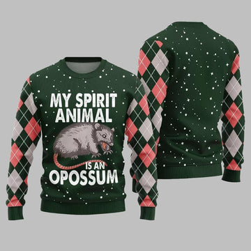 My Spirit Animal Is An Opossum Ugly Sweater Christmas 2026 - Moonbestprint