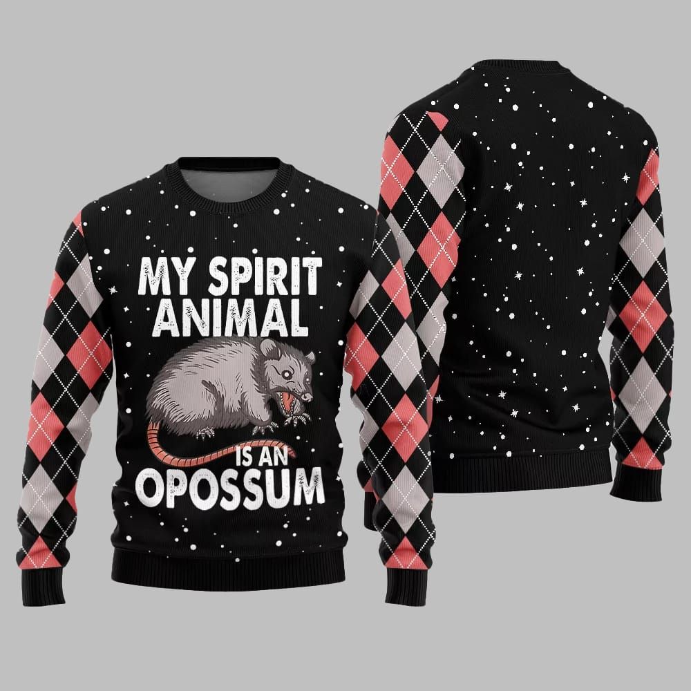 My Spirit Animal Is An Opossum Ugly Sweater Christmas 2026 - Moonbestprint