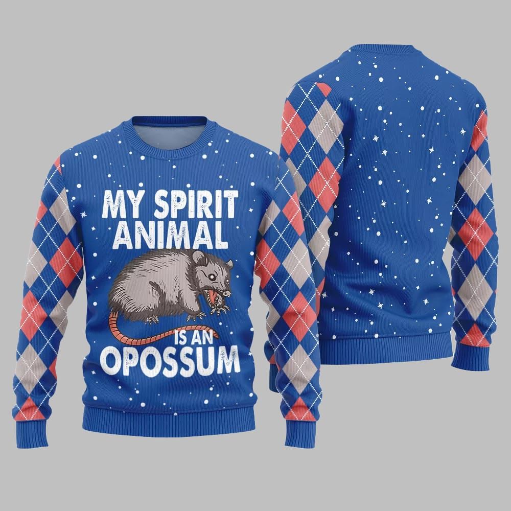 My Spirit Animal Is An Opossum Ugly Sweater Christmas 2026 - Moonbestprint
