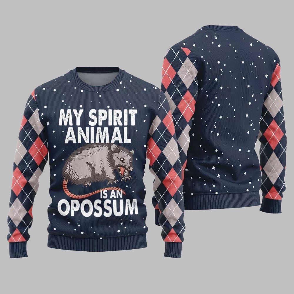 My Spirit Animal Is An Opossum Ugly Sweater Christmas 2026 - Moonbestprint