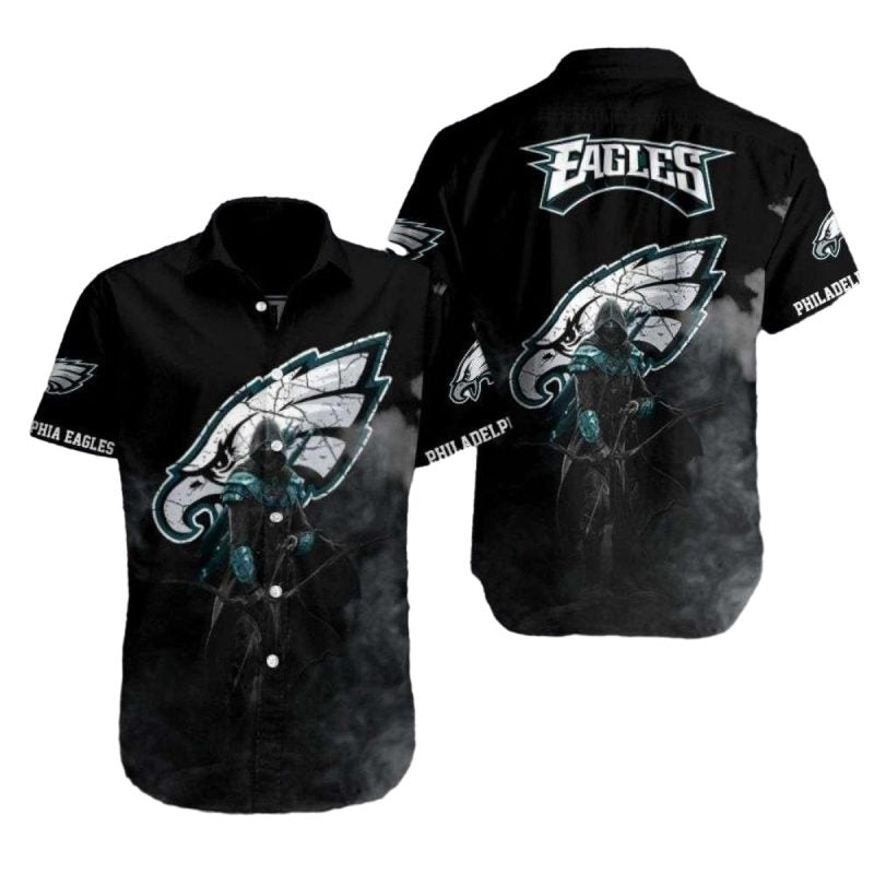Mystic Eagle Midnight Black Philadelphia Eagles Tropical Hawaiian Shirt - Moonbestprint
