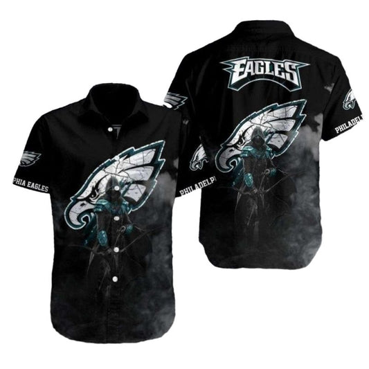Mystic Eagle Midnight Black Philadelphia Eagles Tropical Hawaiian Shirt - Moonbestprint
