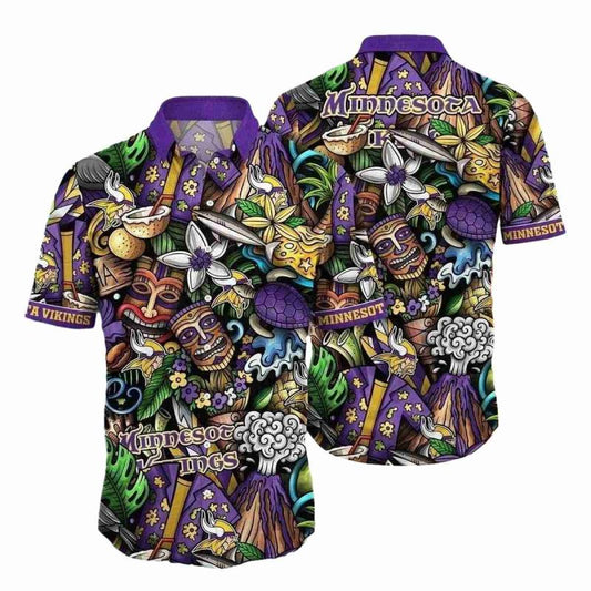 Mystic Tiki And Tropical Vibes Minnesota Vikings Hawaiian Shirt - Moonbestprint