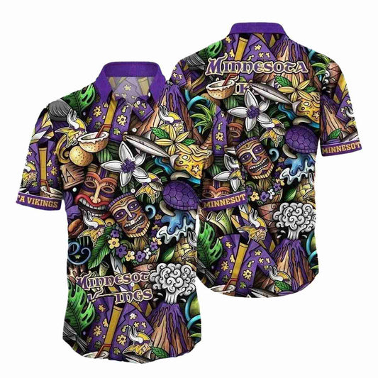 Mystic Tiki And Tropical Vibes Minnesota Vikings Hawaiian Shirt - Moonbestprint