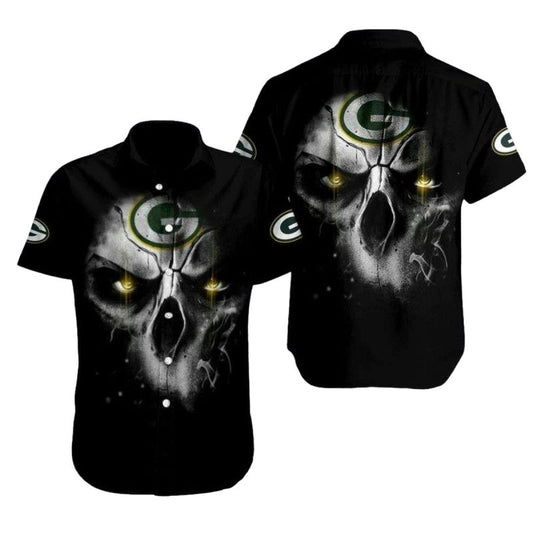 Mystical Skull Green Bay Packers Dark Black Hawaiian Shirt - Moonbestprint