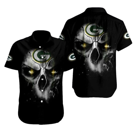 Mystical Skull Green Bay Packers Dark Black Hawaiian Shirt - Moonbestprint