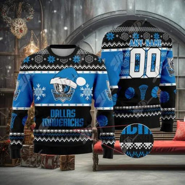 NBA Dallas Mavericks Custom Name Number Ugly Christmas Sweater, NBA Chritsmas Sweater Moonbestprint