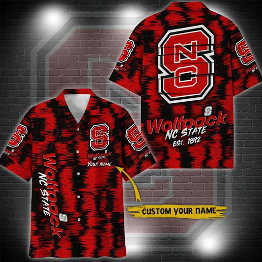 NC State Wolfpack Aloha Hawaiian Shirt Custom Your Name, NCAA Hawaiian Shirt Moonbestprint